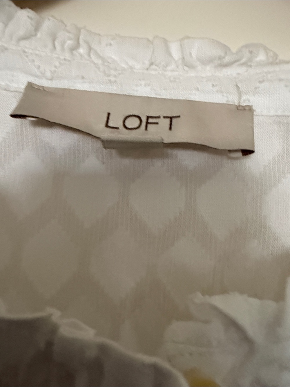 LOFT White Ruffled Button-Front Blouse - Picture 3 of 4